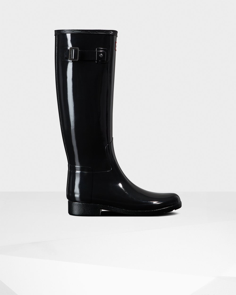 Women Hunter Refined Slim Fit Gloss | Tall Rain Boots Black | NZ-93541-NPBA